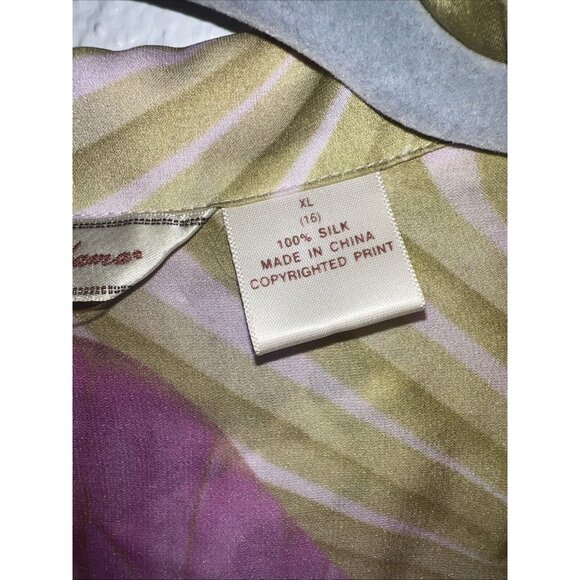 Vintage 90s Tommy Bahama Womens XL Silk Satin Butterfly Button Shirt Blouse 2pc - Picture 3 of 16